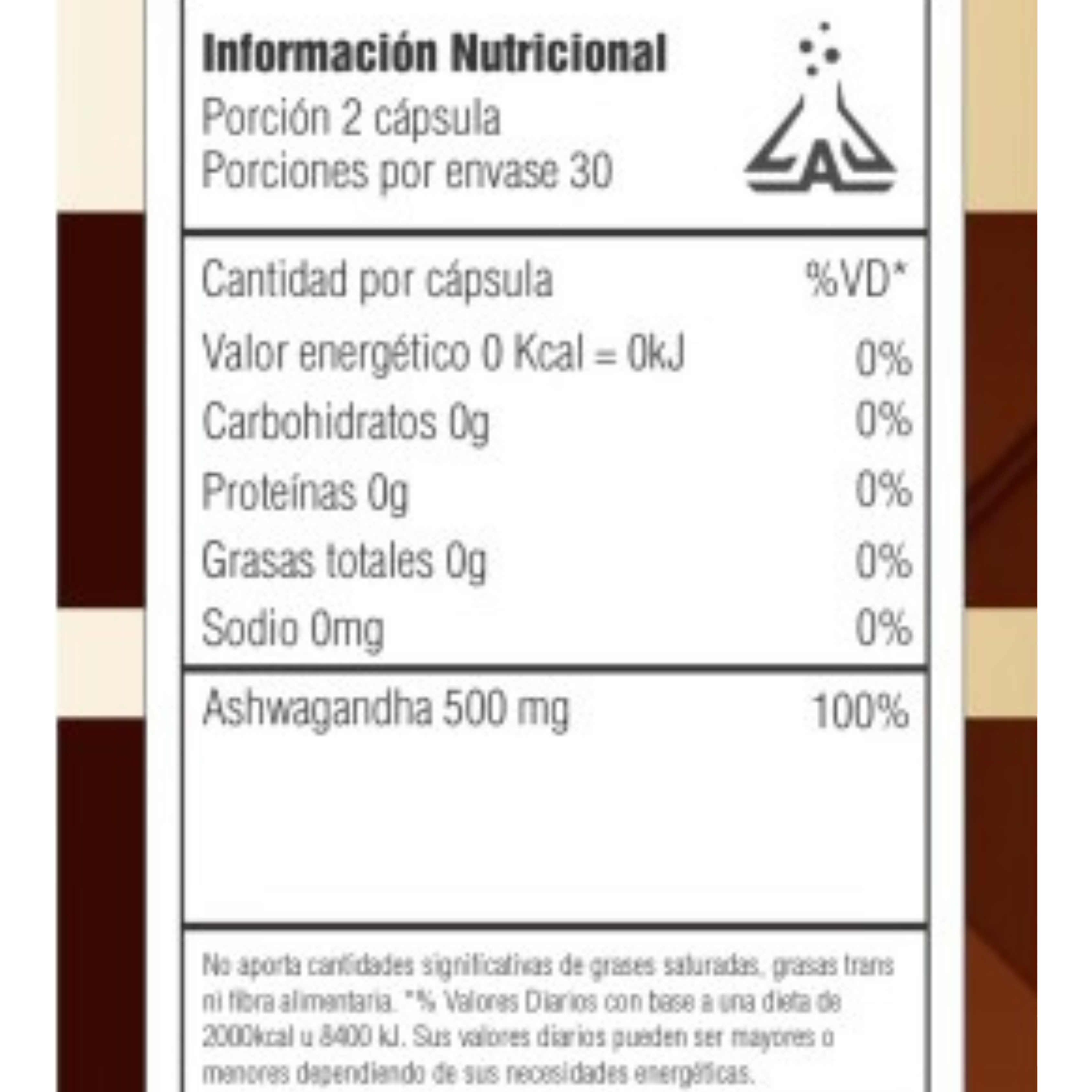 Ashwagandha 100% Pura - Estrés, Insomnio, Fatiga (60 Capsulas)